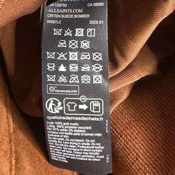 All saints Orten Suede Bomber Jacket in Cognac Brown - Picture 8 of 10